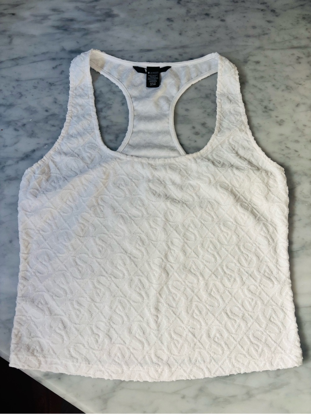 White Racerback Terry Tank & Shorts Set